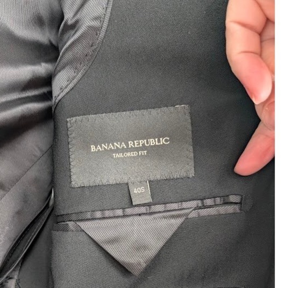 Banana Republic Cerruti‎ Italian Wool Suit Set Black 40S/32 Tailored Slim Fit - Picture 10 of 12
